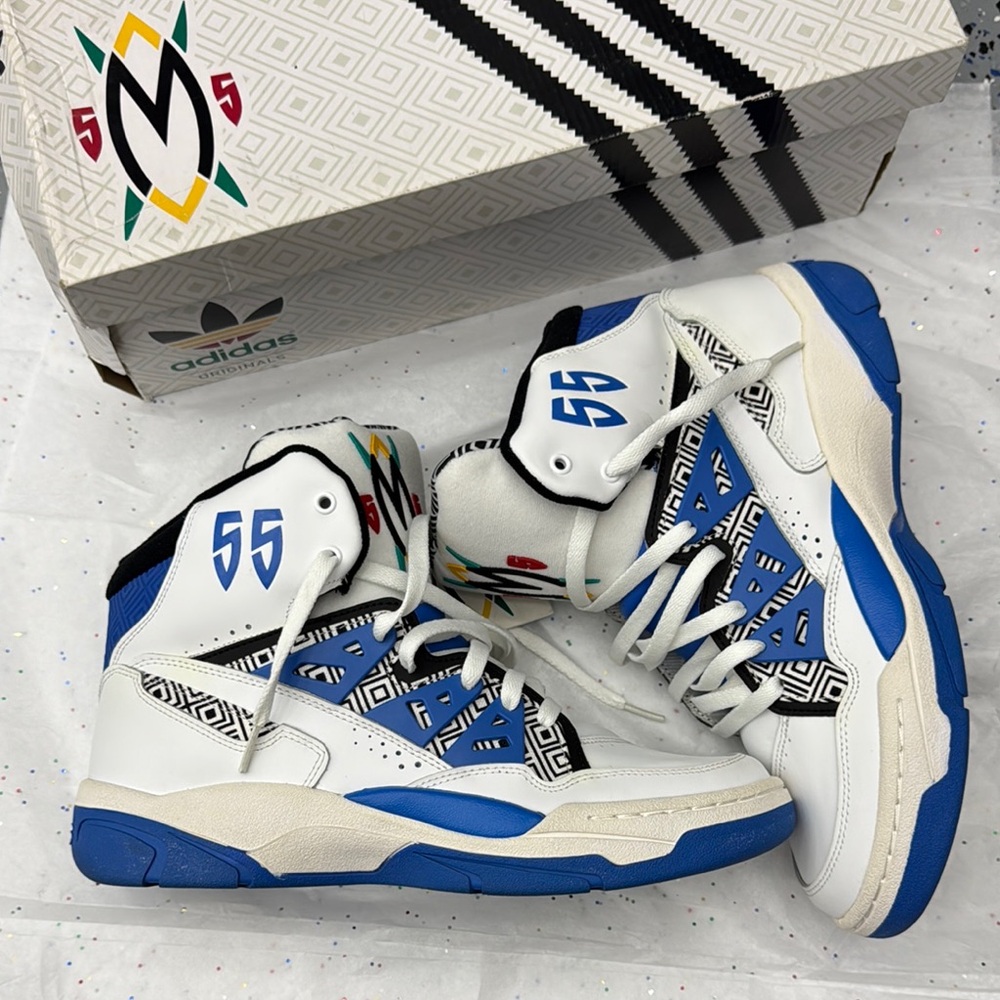 Adidas Originals White and Blue Sneakers